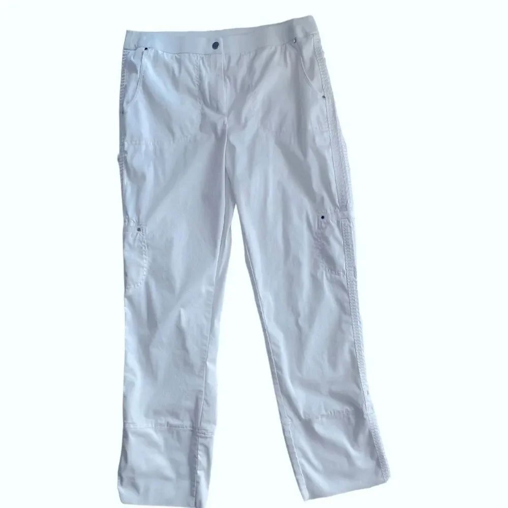 Chico's White Convertible Roll Up Cotton Blend Summer Pants sz 0.5  (S/6)